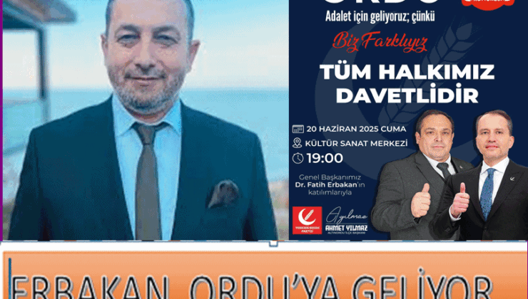 YENİDEN REFAH GENEL BAŞKANI ERBAKAN ORDU’YA GELİYOR..