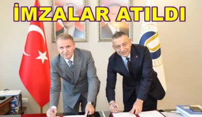 REKTÖR BAŞ  İLE BAŞKAN GÜNGÖR PROTOKOL İMZALADILAR..