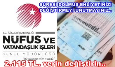 SÜRÜCÜ BELGESİ KULLANIM SÜRESİNİ GEÇİRENE CEZA…