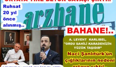 A.	LEVENT  KARLIBEL, ORDU SAHİLİ KARADENİZİN YÜZÜK TAŞIDIR”